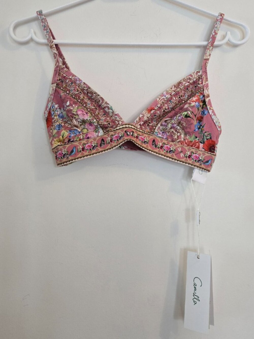 Camilla Patchwork Heart Soft Cup Bra Bralette Crop Top Size XS - Picture 3 of 13